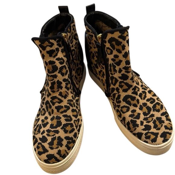 🌹Steve Madden Lexlie Wedgie Leopard Print High-Top Sneakers - Picture 1 of 6
